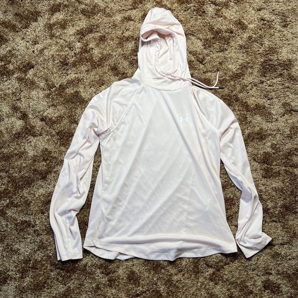Under armour Tops - Under Armour Hoodie Womens Large Drawstring Pullover Sweatshirt Pink Long Sleeve